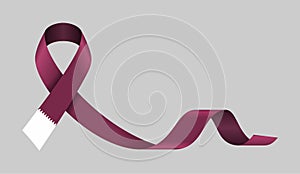 Qatari flag stripe ribbon wavy background layout. Vector illustration.
