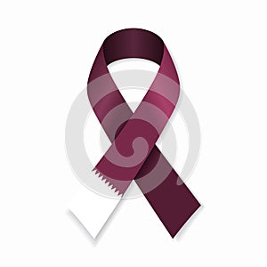 Qatari flag stripe ribbon on white background. Vector illustration.