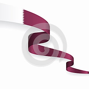 Qatari flag wavy abstract background. Vector illustration.