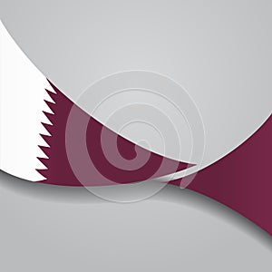 Qatari wavy flag. Vector illustration.