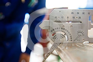 QC inspector measure the bevel angle with Multi Welding Gauge.