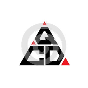 QCD triangle letter logo design with triangle shape. QCD triangle logo design monogram. QCD triangle vector logo template with red photo