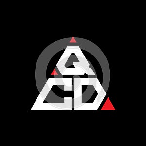 QCD triangle letter logo design with triangle shape. QCD triangle logo design monogram. QCD triangle vector logo template with red photo