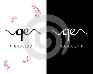 Qe, eq creative script letter logo design vector photo