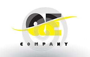 QE Q E Black and Yellow Letter Logo with Swoosh. photo