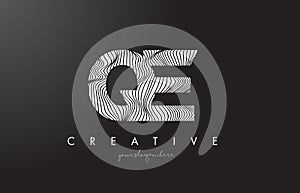 QE Q E Letter Logo with Zebra Lines Texture Design Vector. photo