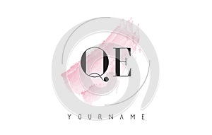 QE Q E Watercolor Letter Logo Design with Circular Brush Pattern photo