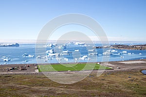 Soccer Field in Qeqertarsuaq, Greenland photo