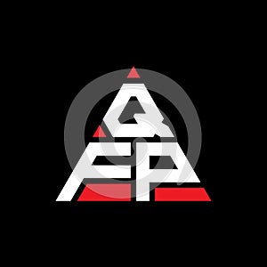 QFP triangle letter logo design with triangle shape. QFP triangle logo design monogram. QFP triangle vector logo template with red