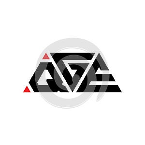 QGE triangle letter logo design with triangle shape. QGE triangle logo design monogram. QGE triangle vector logo template with red