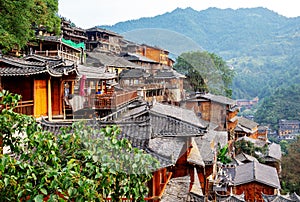 Qianhu Miao Village Diaojiao Building, Xijiang, Guizhou