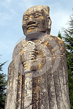 Qianling Mausoleum, Shaanxi Province, China. A guardian statue on the Spirit Way.