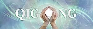 Qigong healing hands concept banner
