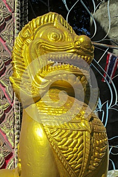 Qilin asian mythological guard statue in Thailand wat