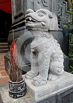 Qilin asian mythological marble statue