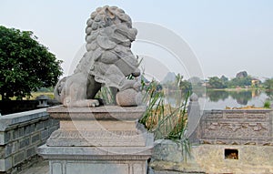 Qilin asian mythological marble statue