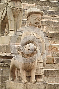 Qilin asian mythological statue in Bhaktapur, Nepal