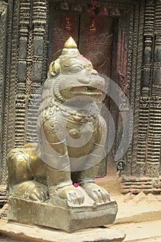 Qilin asian mythological statue in Bhaktapur, Nepal