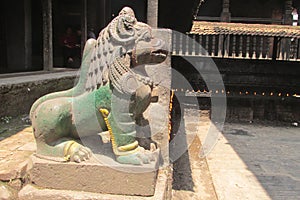 Qilin asian mythological statue in Bhaktapur, Nepal