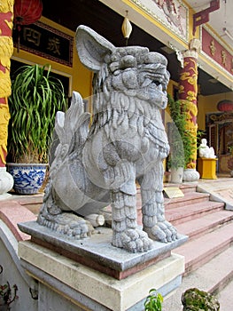 Qilin guardian statue in pagoda