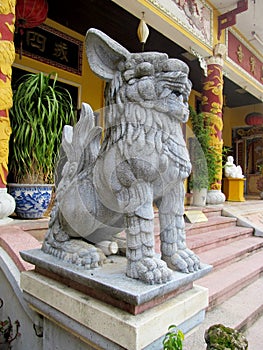 Qilin guardian statue in pagoda photo