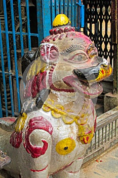 Qilin mystic asian animal guard statue in Nepal