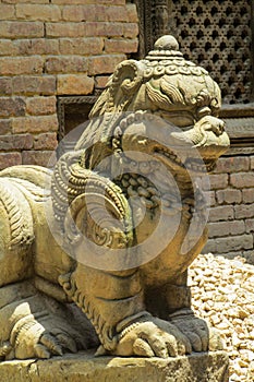 Qilin mystic asian animal guard statue in Nepal