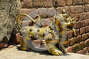 Qilin mystic asian animal guard statue in Nepal