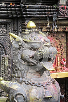 Qilin mystic asian animal guard statue in Nepal