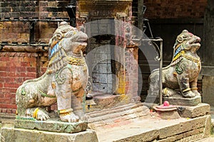 Qilin mystic asian animal guard statue in Nepal