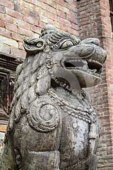 Qilin mystic asian animal guard statue in Nepal