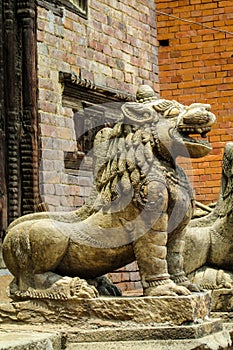 Qilin mystic asian animal guard statue in Nepal