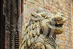 Qilin mystic asian animal guard statue in Nepal