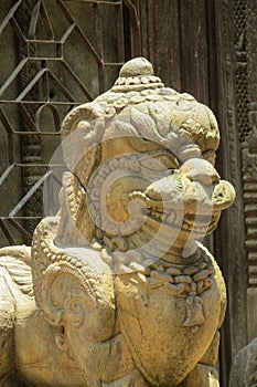 Qilin mystic asian animal guard statue in Nepal