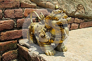 Qilin mystic asian animal guard statue in Nepal