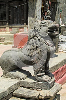 Qilin mystic asian animal guard statue in Nepal