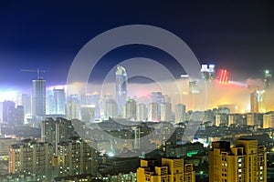 Qingdao city in the Advection fog