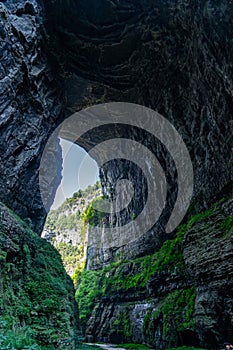 The Qinglong Bridge is one of the Three Natural Bridges within Wulong Karst National Geology Park, situated in Chongqing, China