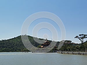 Qinglong Pavilion on the riverside