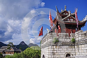 Chinese ancient wall gate, ancient building in Guiyang, Guizhou Province, China, Silk Roads