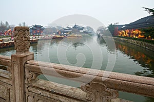 Qinhuai river and handrail