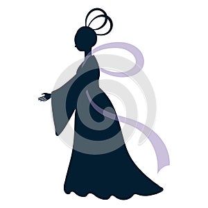 Qixi Festival weaver girl silhouette illustration.