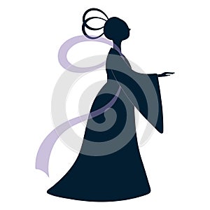 Qixi Festival weaver girl silhouette illustration.