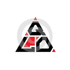 QLO triangle letter logo design with triangle shape. QLO triangle logo design monogram. QLO triangle vector logo template with red