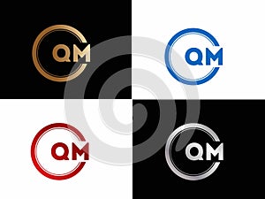 QM Initial circle shape Gold color later Logo Design