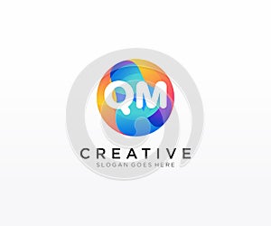 QM initial logo With Colorful Circle template vector