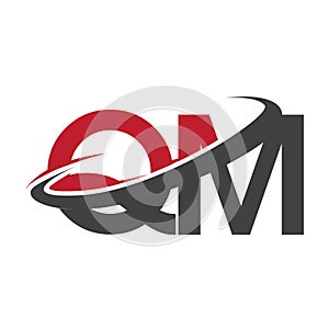 QM initial logo company name colored red and black swoosh design, isolated on white background. vector logo for business and