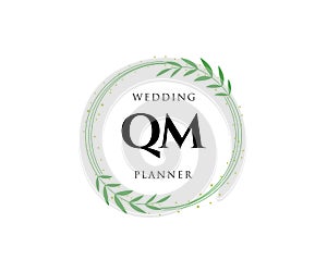 QM Initials letter Wedding monogram logos collection, hand drawn modern minimalistic and floral templates for Invitation cards,