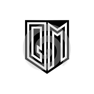 QM Logo monogram shield geometric white line inside black shield color design photo