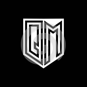 QM Logo monogram shield geometric black line inside white shield color design photo